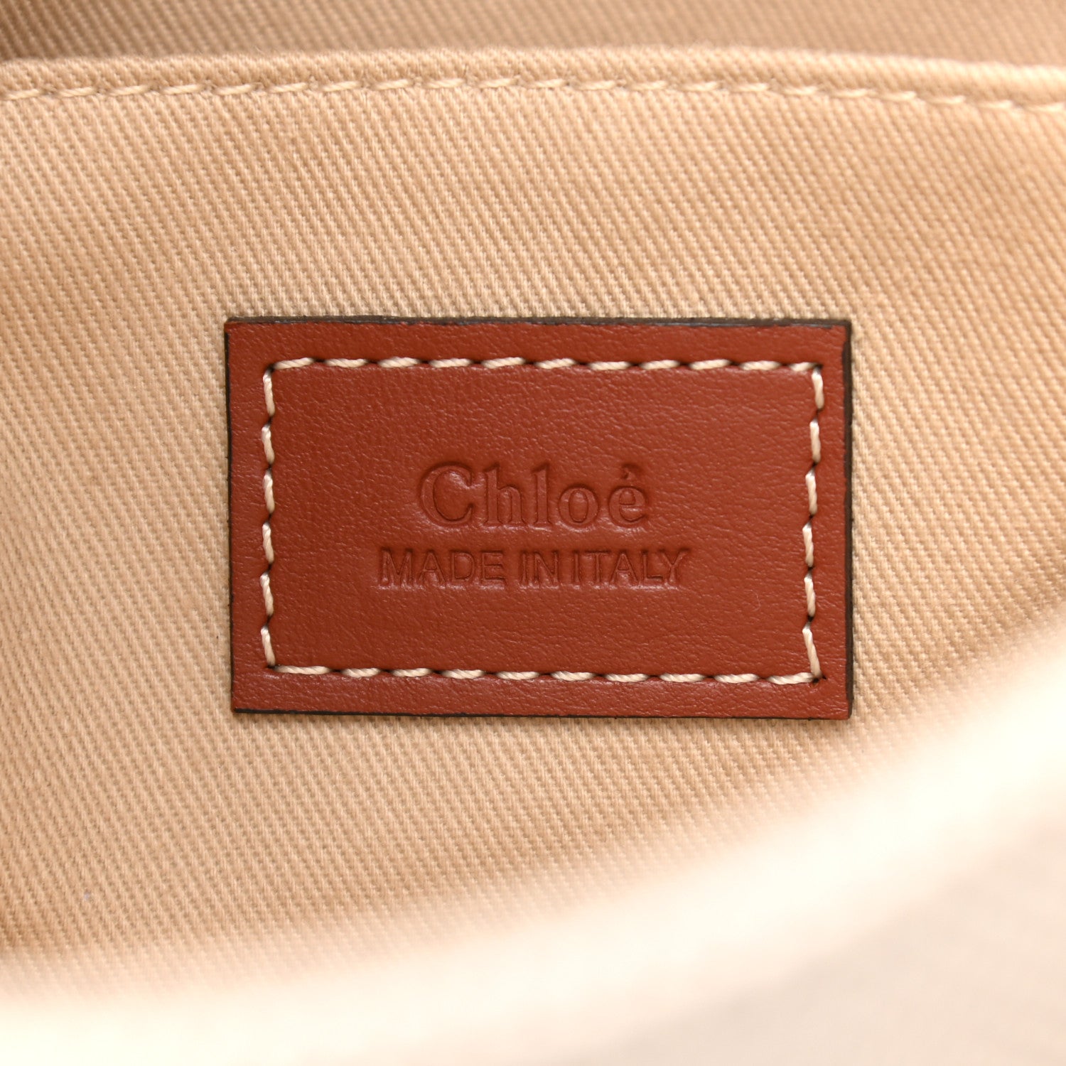 Chloe Cotton Calfskin Small Woody Ribbon Tote White Brown 6 of 9