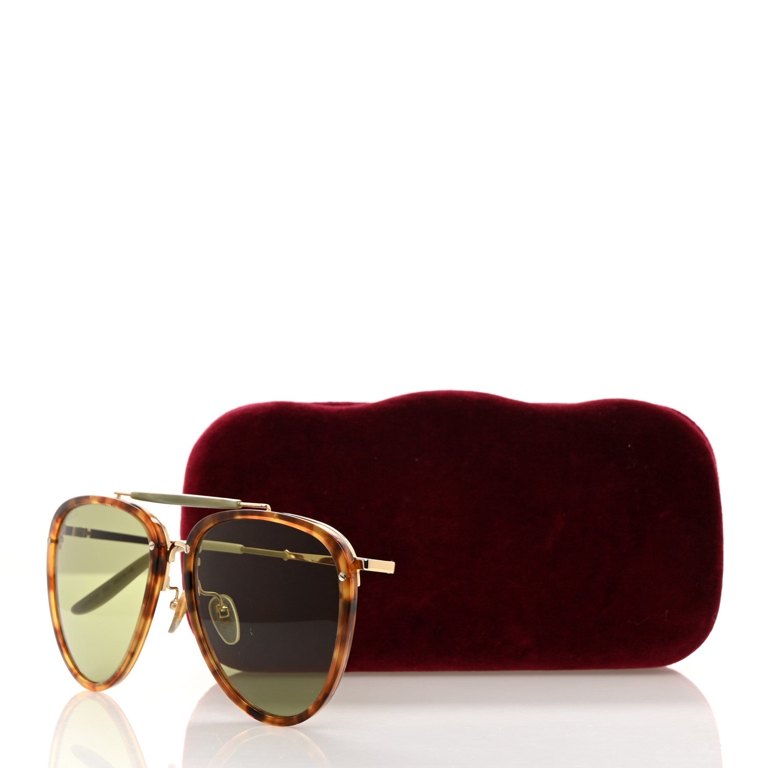 Gucci Aviator Sunglasses GG0672S Havana Gold Green 8 of 8