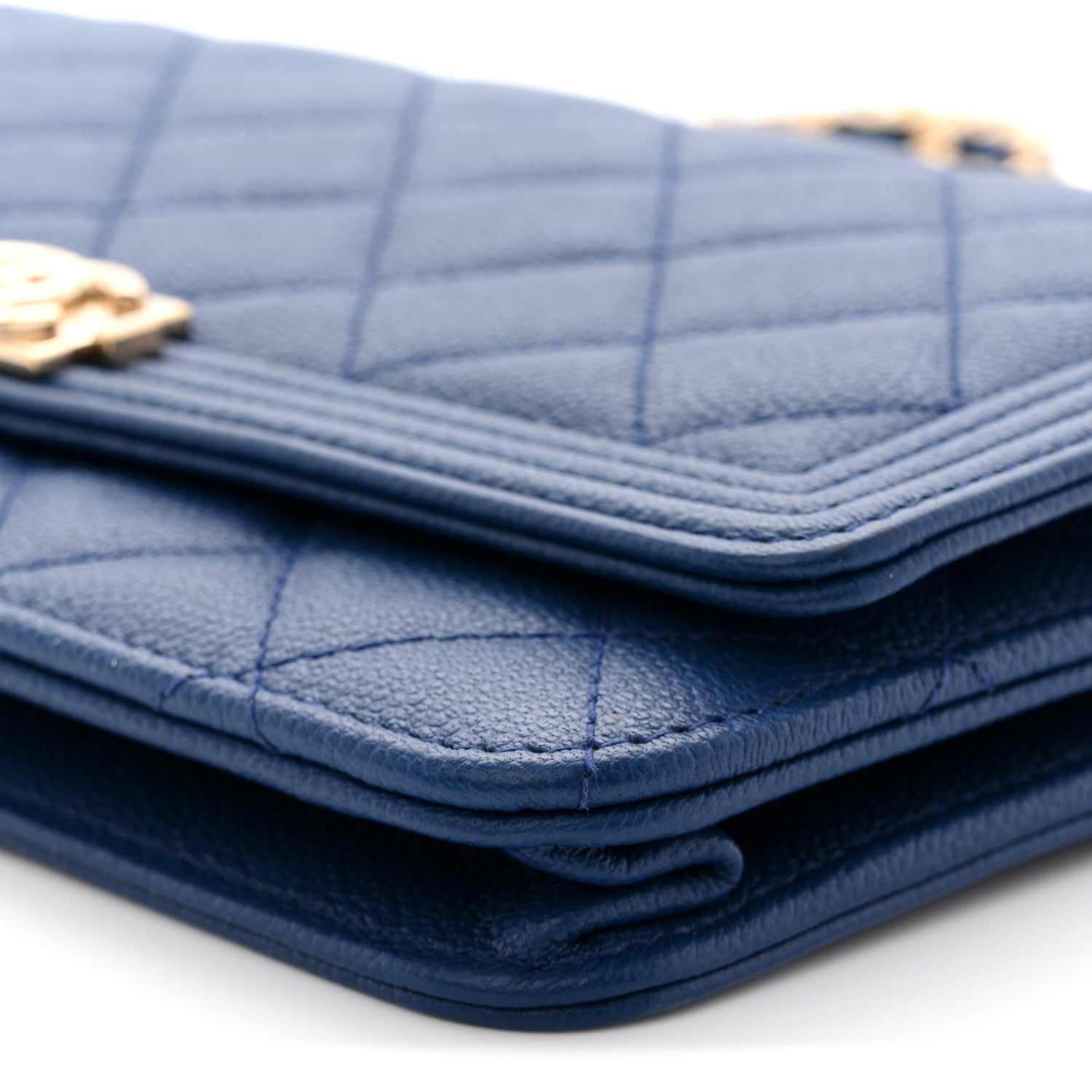 Chanel Caviar Quilted Boy Wallet On Chain WOC Dark Blue 10 of 11