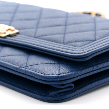 Chanel Caviar Quilted Boy Wallet On Chain WOC Dark Blue 10 of 11