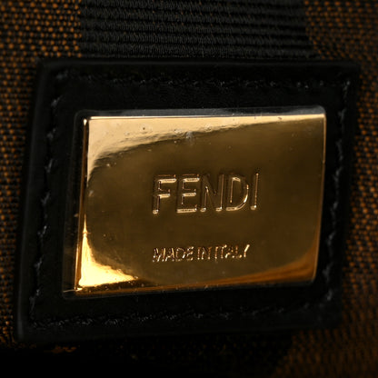 Fendi Vitello Morgan Fabric Jacquard Pequin Medium Peekaboo Iconic Satchel Black Tobacco 6 of 11