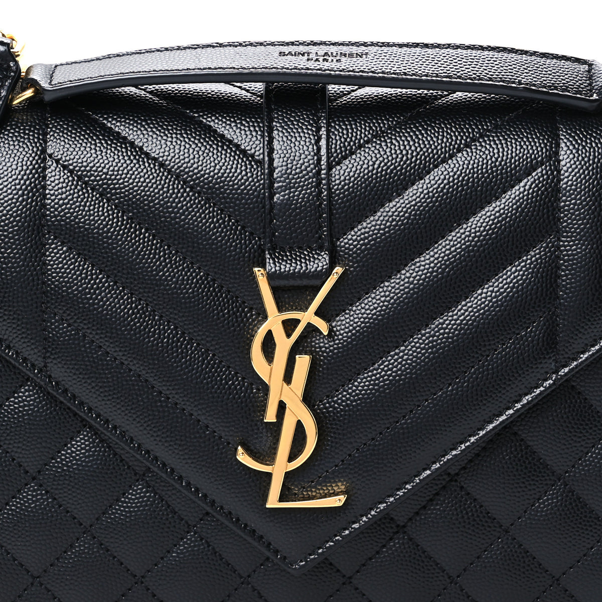 Saint Laurent Grain De Poudre Textured Mixed Matelasse Triquilt Medium Monogram Satchel Black 9 of 11