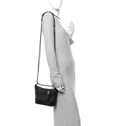 Chanel Aged Calfskin Quilted Small Gabrielle Hobo Black 2 of 11