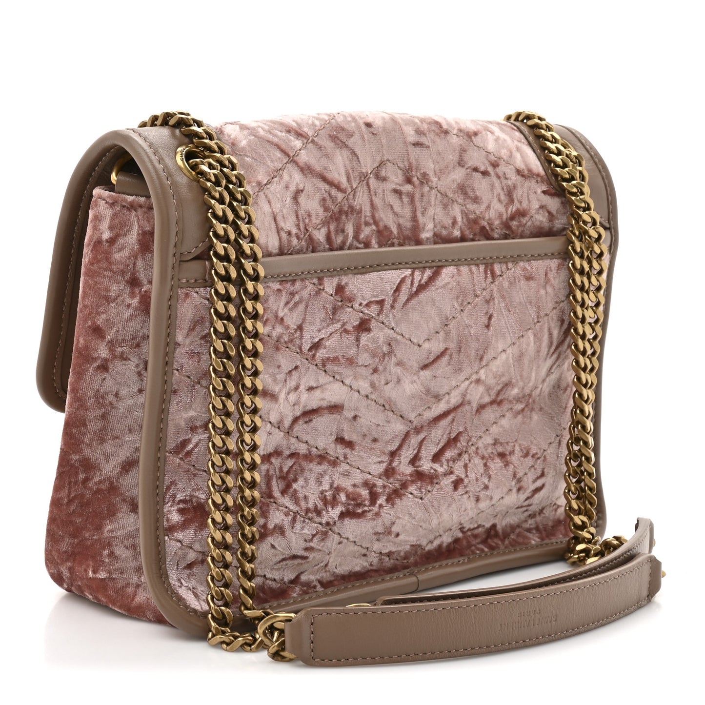 Velvet Monogram Matelasse Baby Niki Chain Satchel Pink