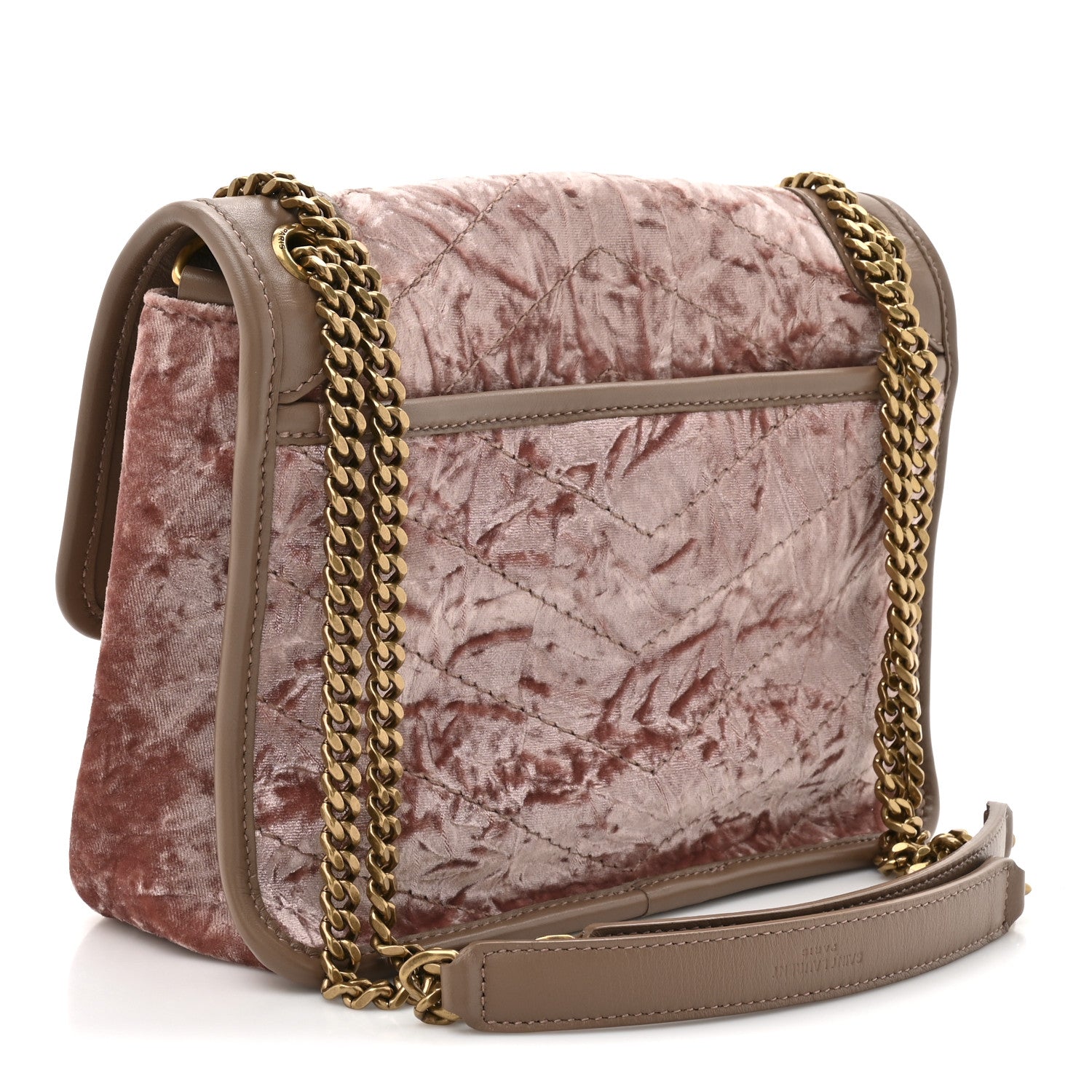 Saint Laurent Velvet Monogram Matelasse Baby Niki Chain Satchel Pink 3 of 10