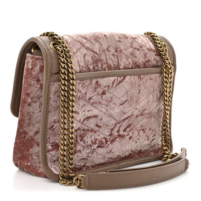 Saint Laurent Velvet Monogram Matelasse Baby Niki Chain Satchel Pink 3 of 10