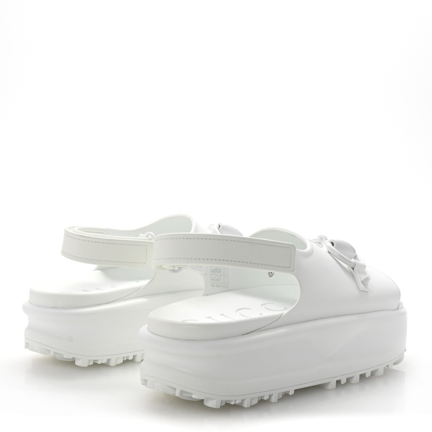 Gucci Soft Rubber Horsebit Touch Womens Strapped Sandals 37 Great White 5 of 9