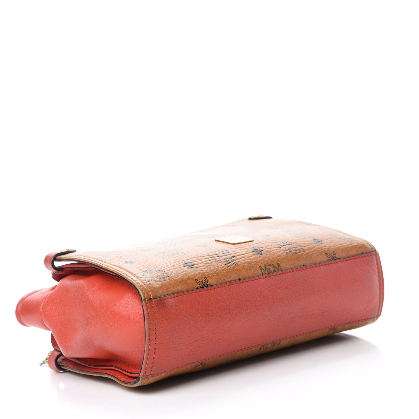 Visetos Bi-Color Chain Crossbody Bag Cognac Red