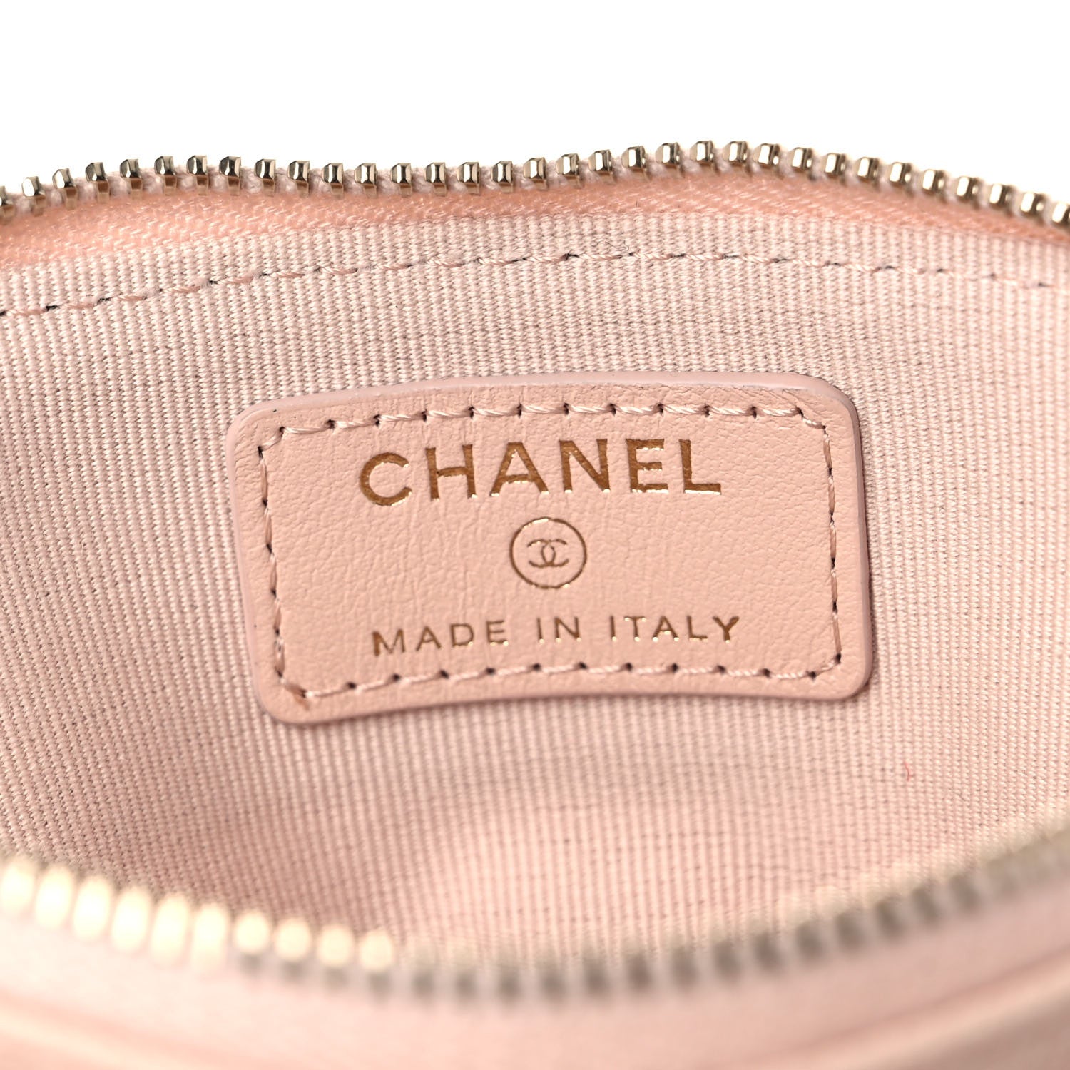 Chanel Caviar Quilted Zip Card Holder Wallet Light Beige 6 of 9