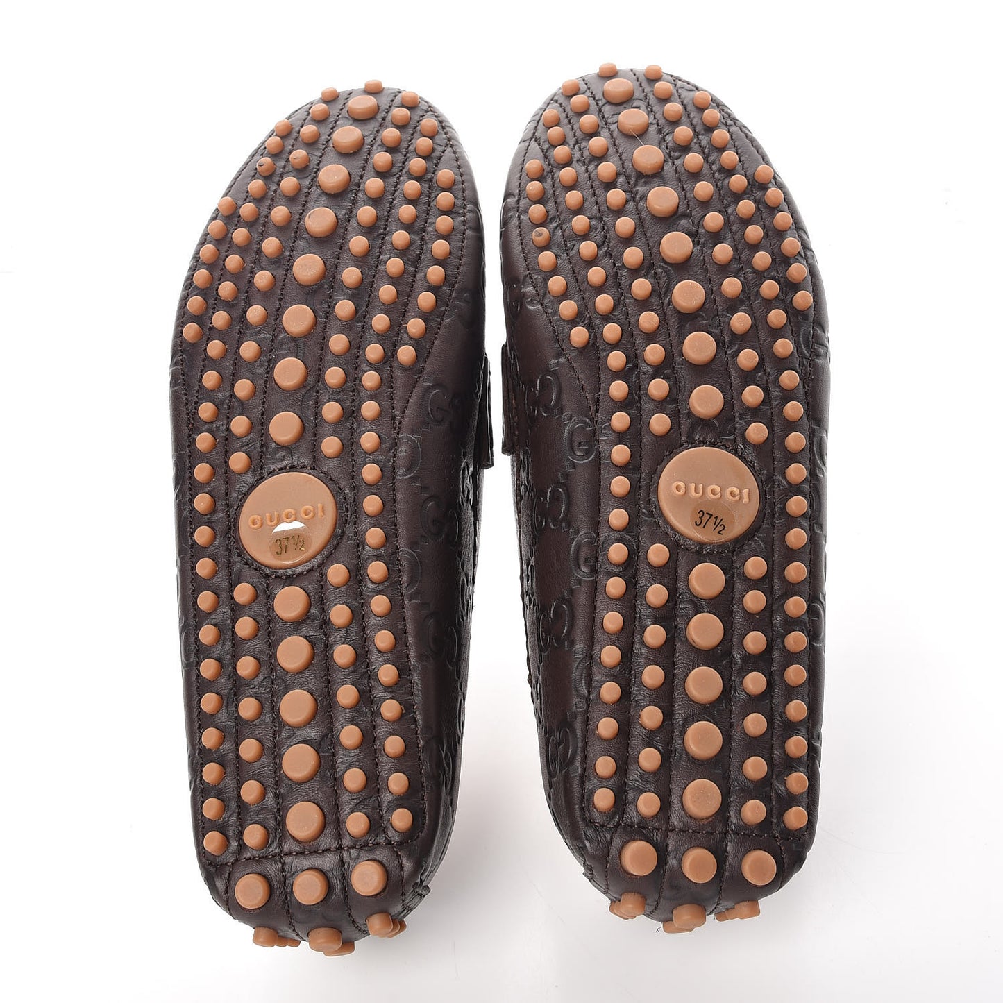 Soft Guccissima Womens Driver Loafers 37.5 Chocolate