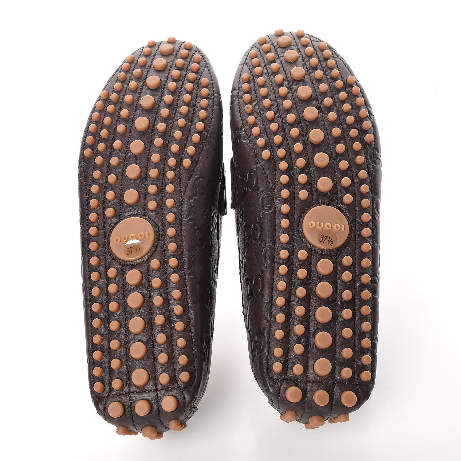 Gucci Soft Guccissima Womens Driver Loafers 37.5 Chocolate 5 of 13