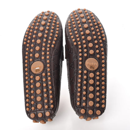 Gucci Soft Guccissima Womens Driver Loafers 37.5 Chocolate 5 of 13