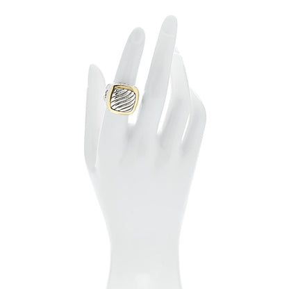David Yurman Sterling Silver 18K Yellow Gold Square Sculpted Cable Ring 52 6 2 of 8