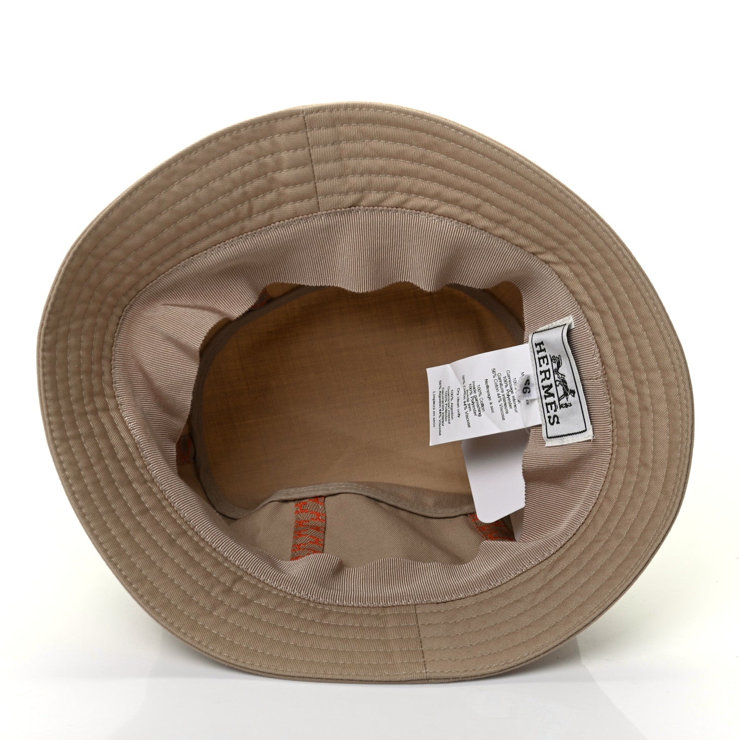 Hermes Gabardine Cotton Calvi Bucket Hat 56 Beige Toast 8 of 9