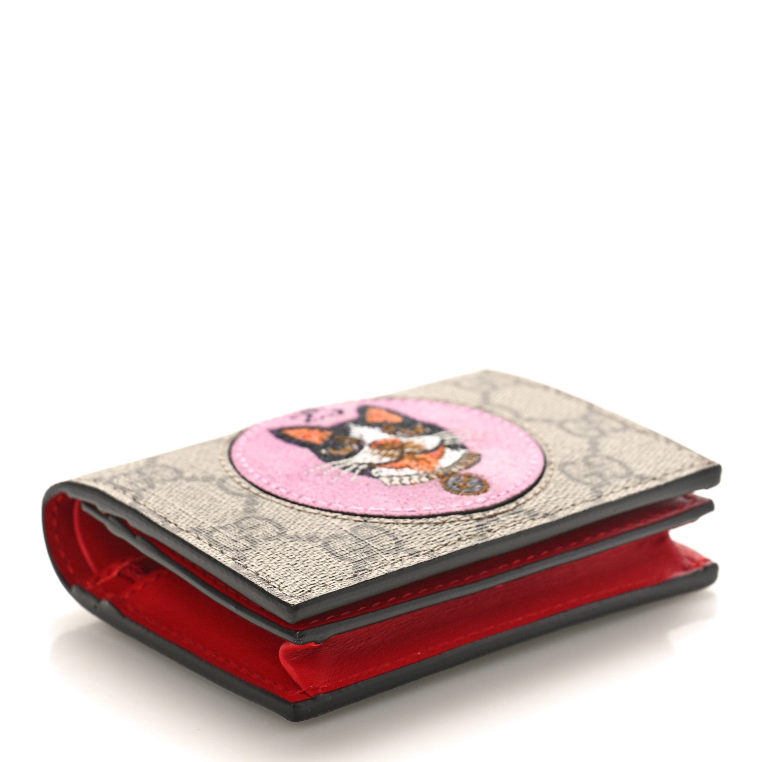 Gucci GG Supreme Monogram Bosco Patch Card Case Wallet Beige 4 of 8