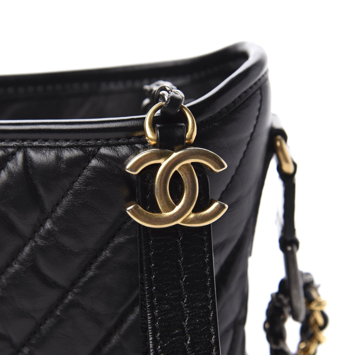 Chanel Aged Calfskin Chevron Quilted Small Gabrielle Hobo Black 10 of 10