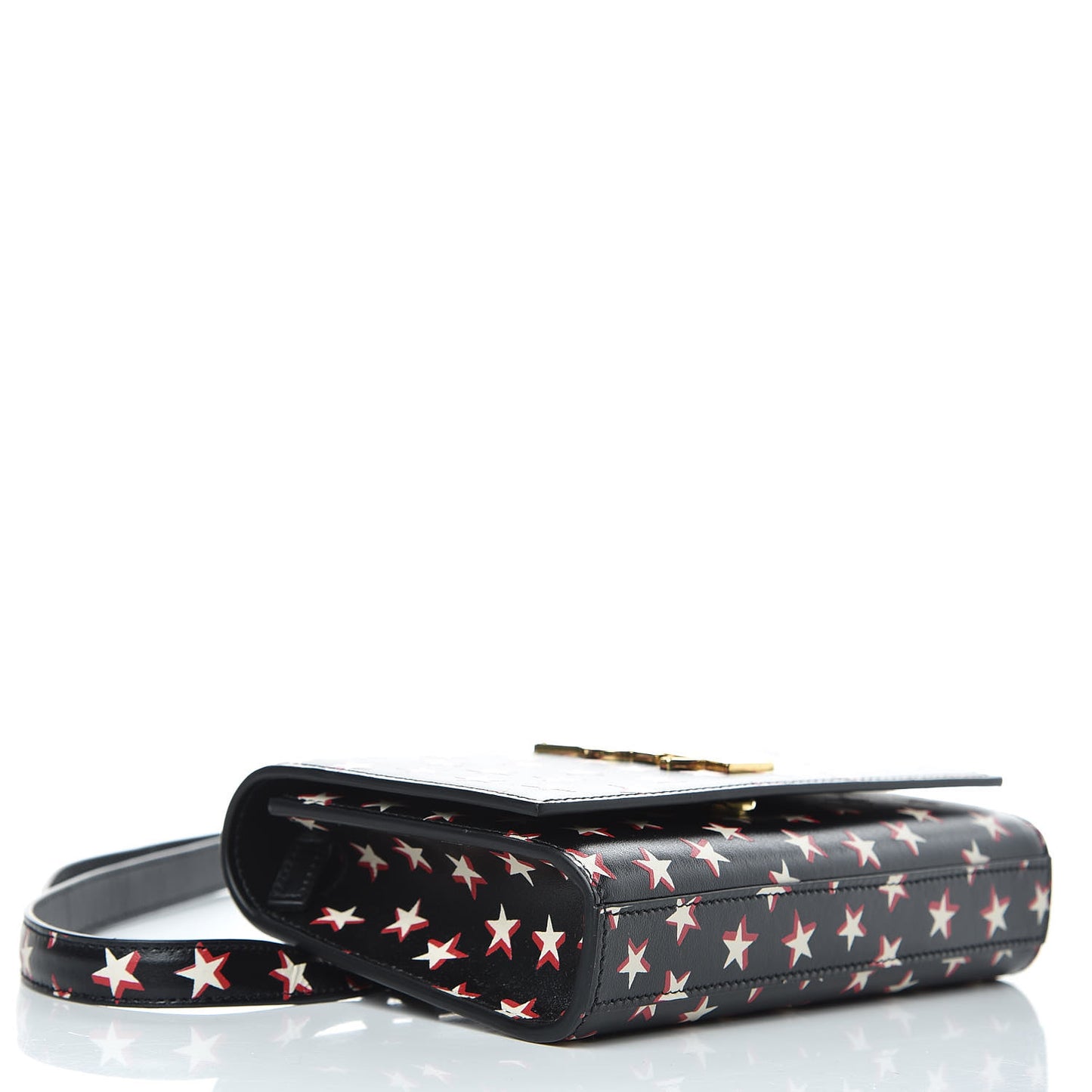 Smooth Calfskin Star Print Monogram Kate Belt Bag Black Ivory Red