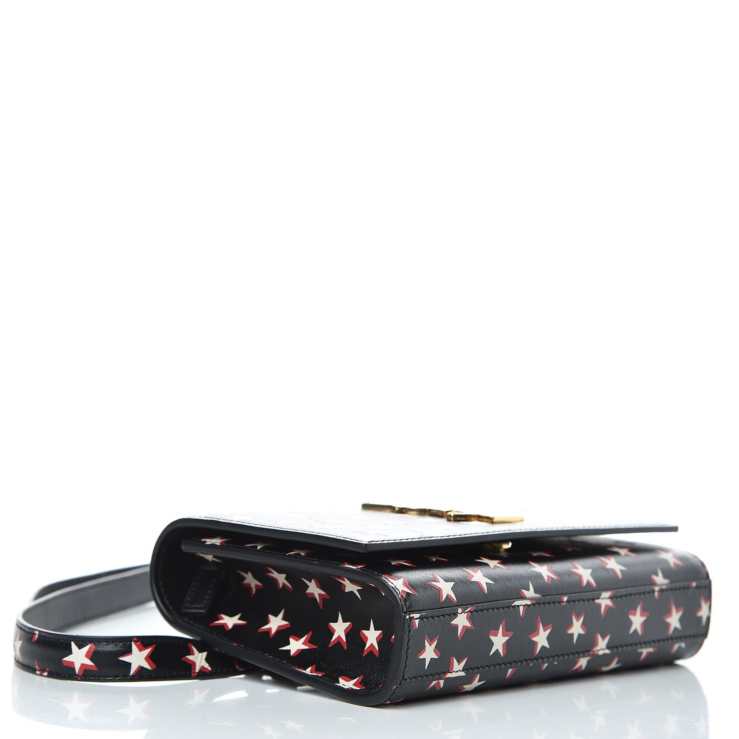 Saint Laurent Smooth Calfskin Star Print Monogram Kate Belt Bag Black Ivory Red 4 of 10