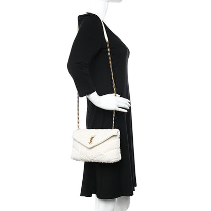 Saint Laurent Boucle Tweed Quilted Toy Loulou Puffer Monogram Chain Satchel Crema Soft 2 of 11