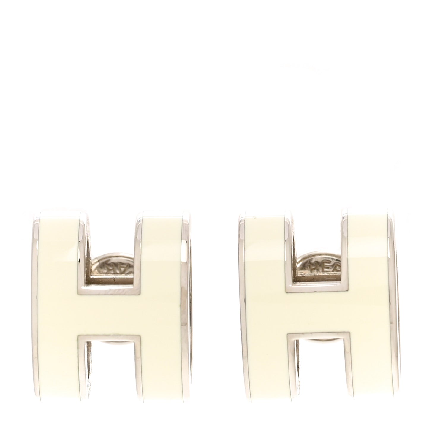 Palladium Lacquered Mini Pop H Earrings White