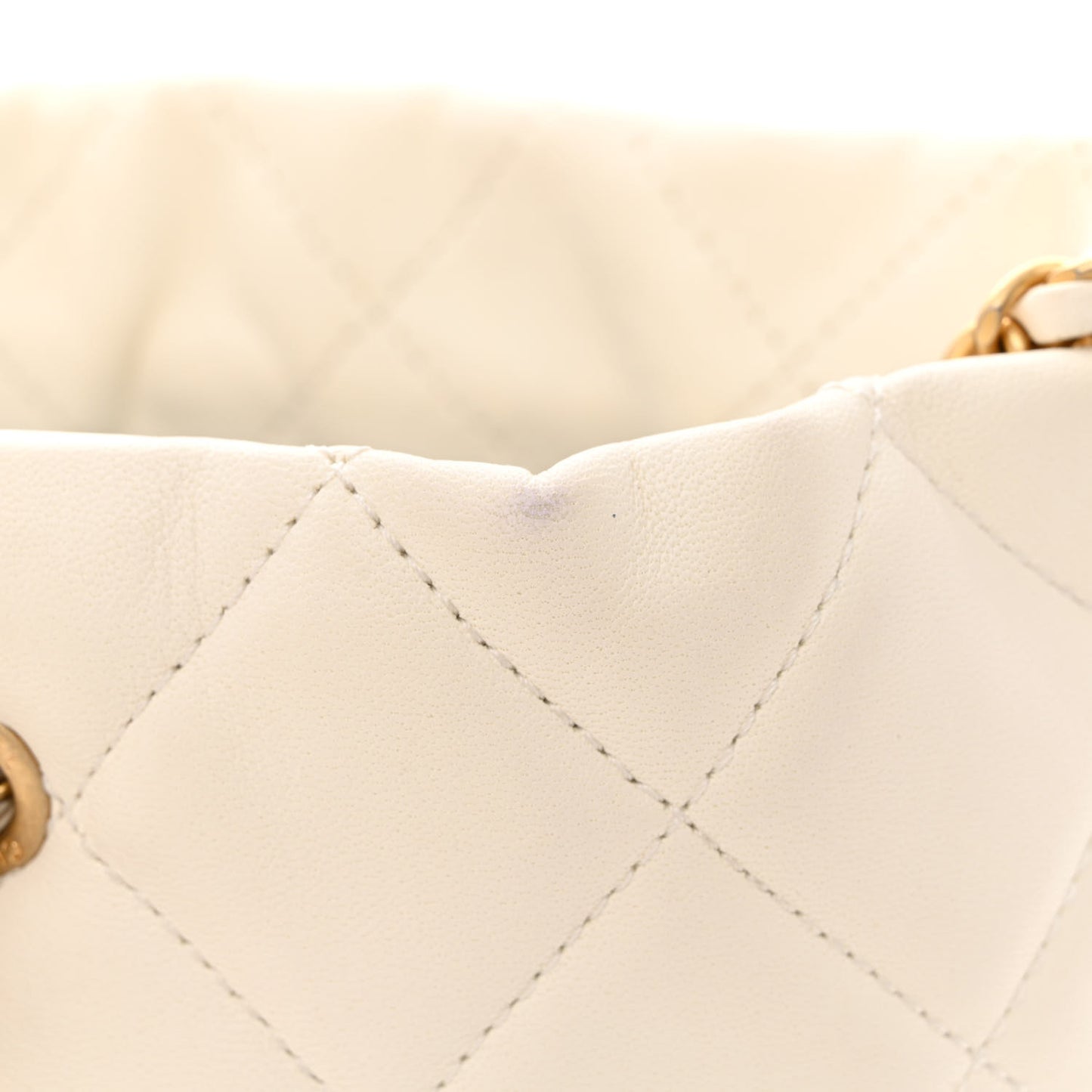Lambskin Quilted My Perfect Chain Bucket Drawstring Bag White