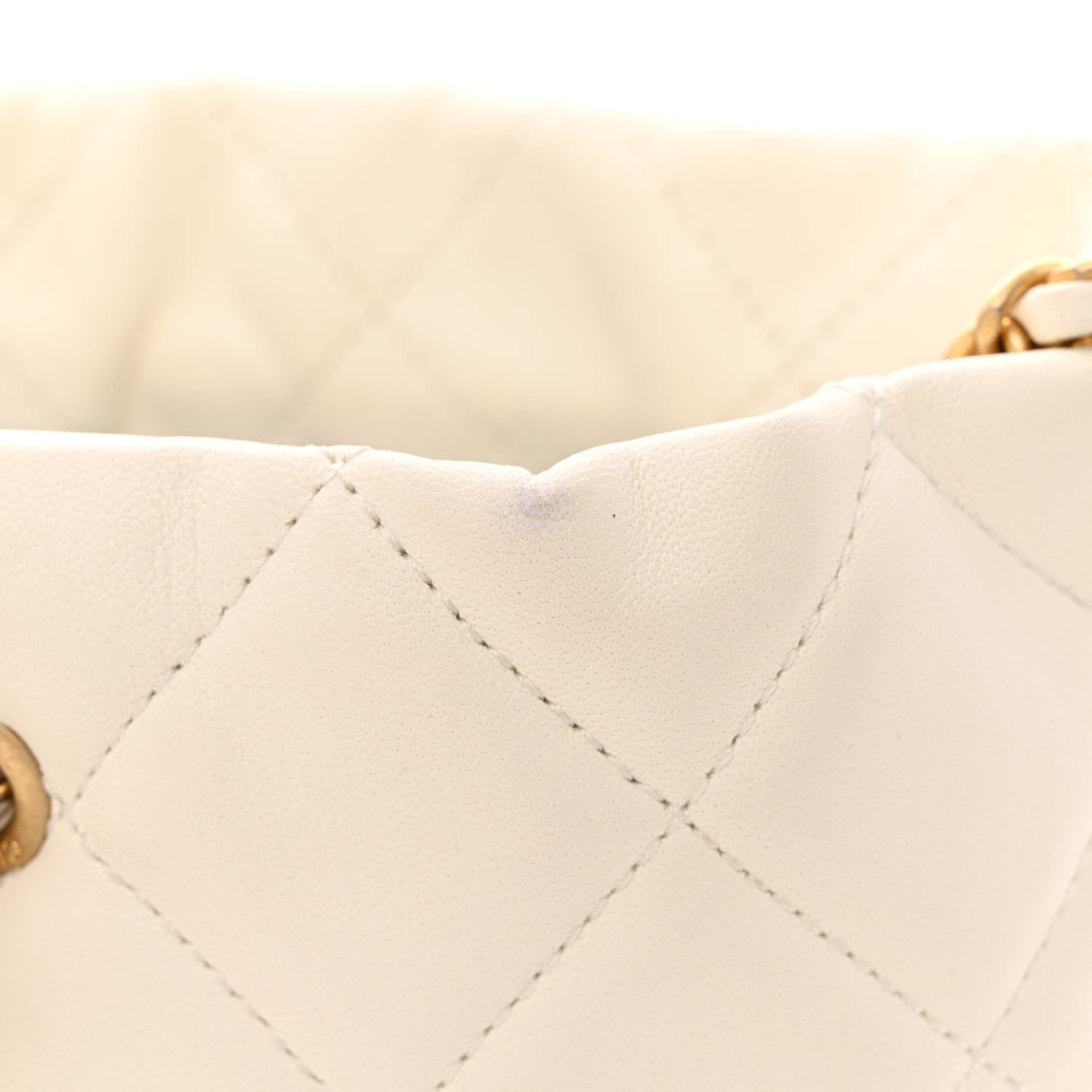 Chanel Lambskin Quilted My Perfect Chain Bucket Drawstring Bag White 13 of 13