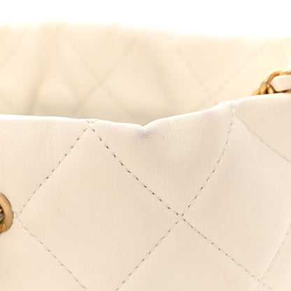 Chanel Lambskin Quilted My Perfect Chain Bucket Drawstring Bag White 13 of 13