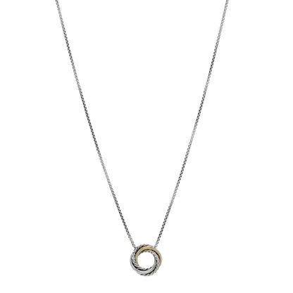 David Yurman Sterling Silver 18K Yellow Gold 14.5mm Crossover Pendant Necklace 1 of 4