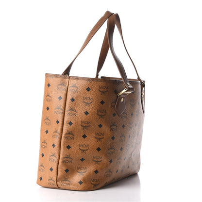 MCM Visetos Crocodile Embossed Medium Liz Shopper Tote Cognac 3 of 9