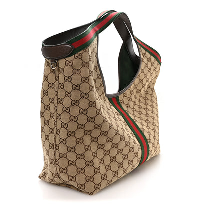 Gucci GG Monogram Web Large Giglio Tote Beige Brown 4 of 11