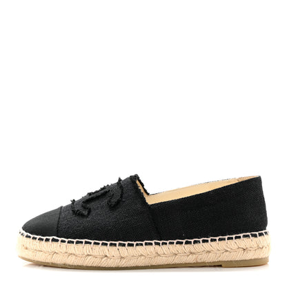 Chanel Linen CC Espadrilles 37 Black 1 of 16