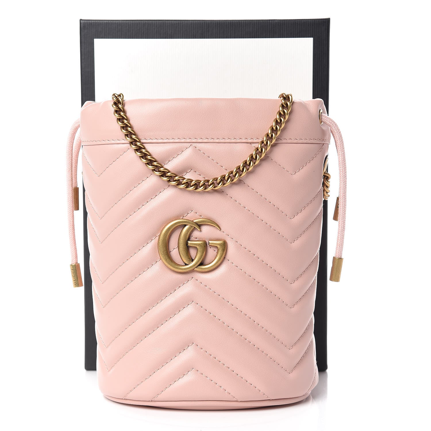 Gucci Calfskin Matelasse Mini GG Marmont 2.0 Bucket Bag Perfect Pink 9 of 9