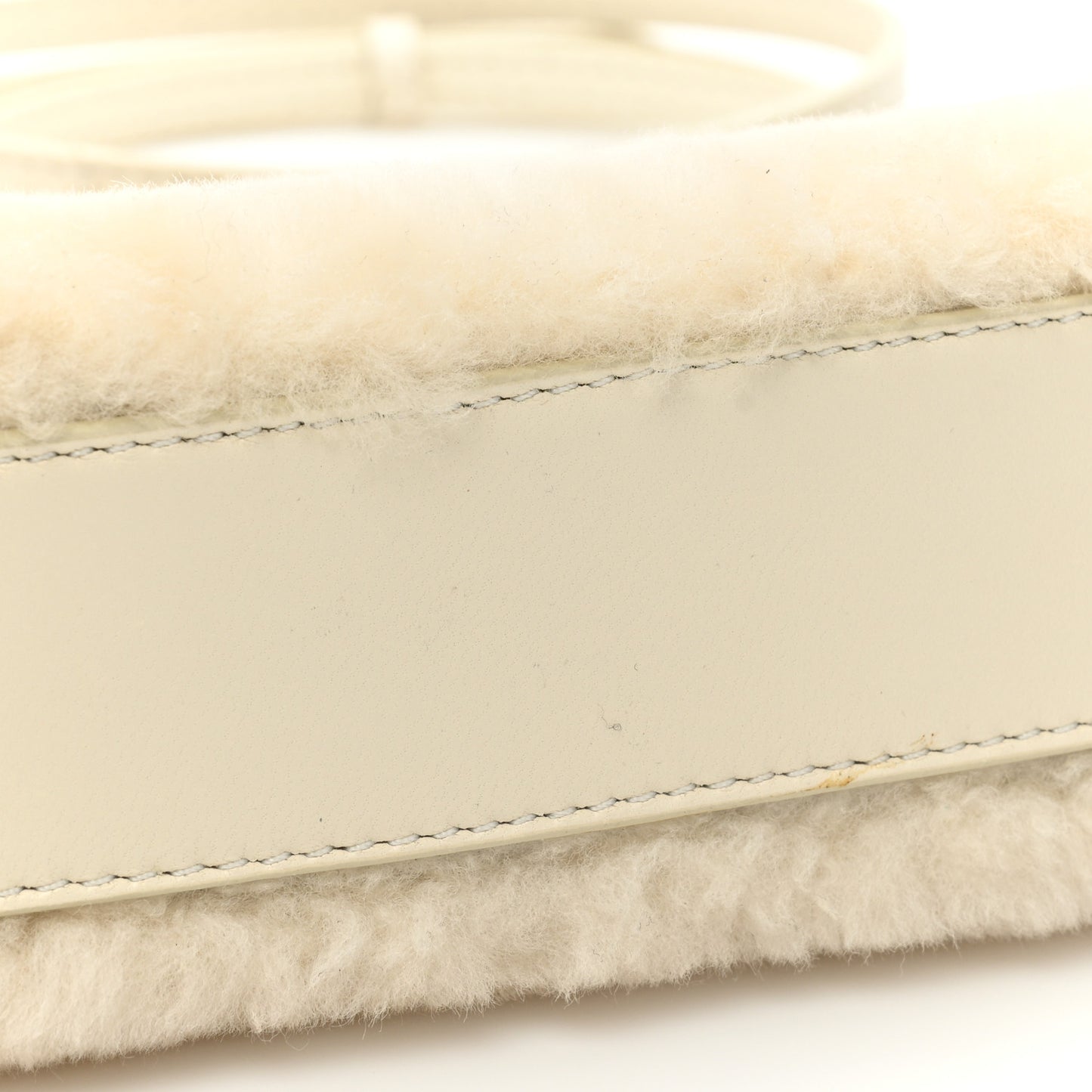 Shearling Shiny Nappa Micro Peekaboo Iconic Satchel White