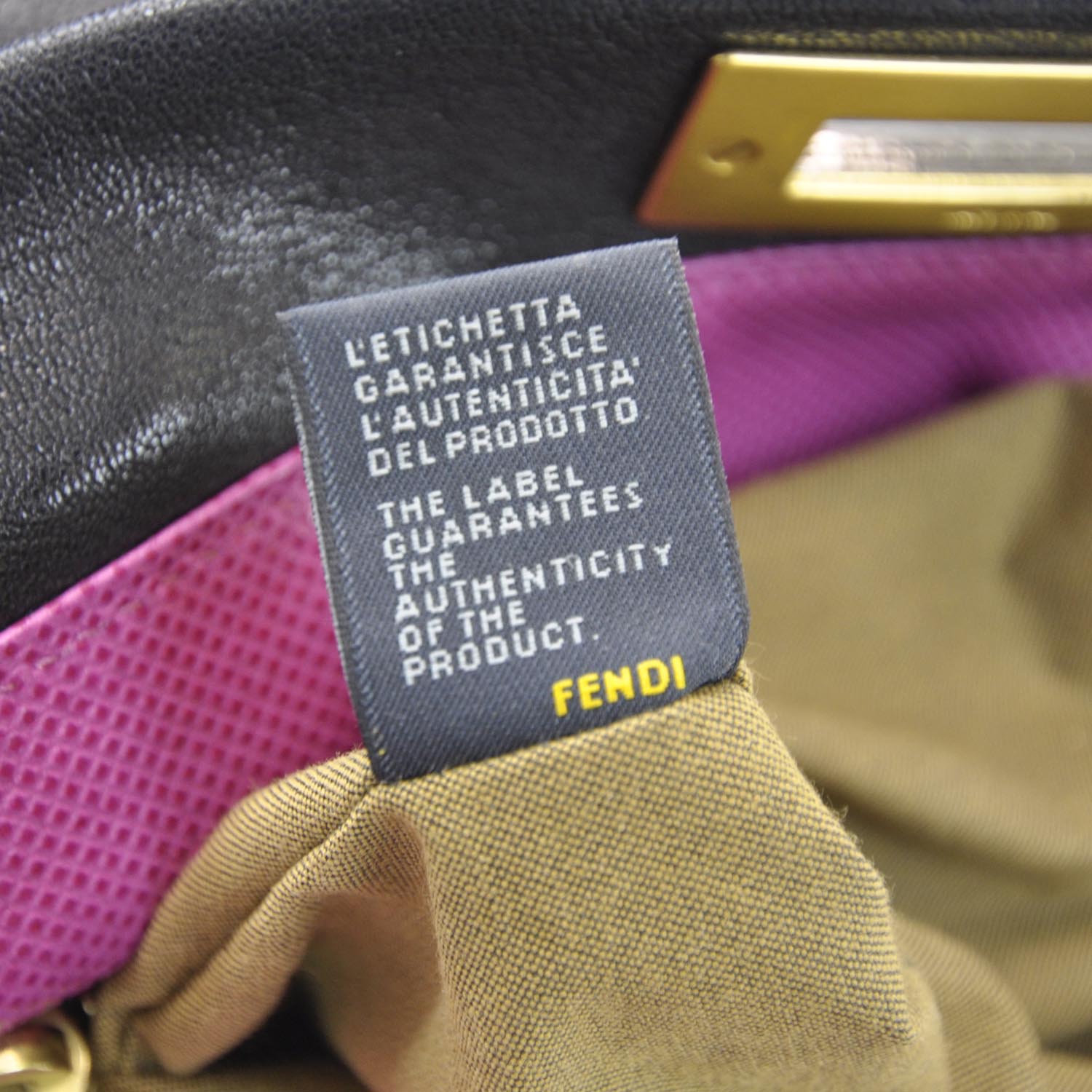 Fendi Goatskin Large Peekaboo Iconic Satchel Black Lampone 12 of 12