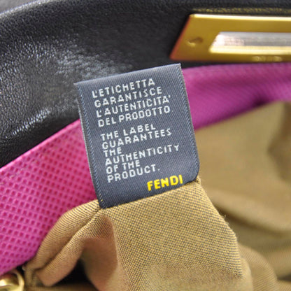 Fendi Goatskin Large Peekaboo Iconic Satchel Black Lampone 12 of 12