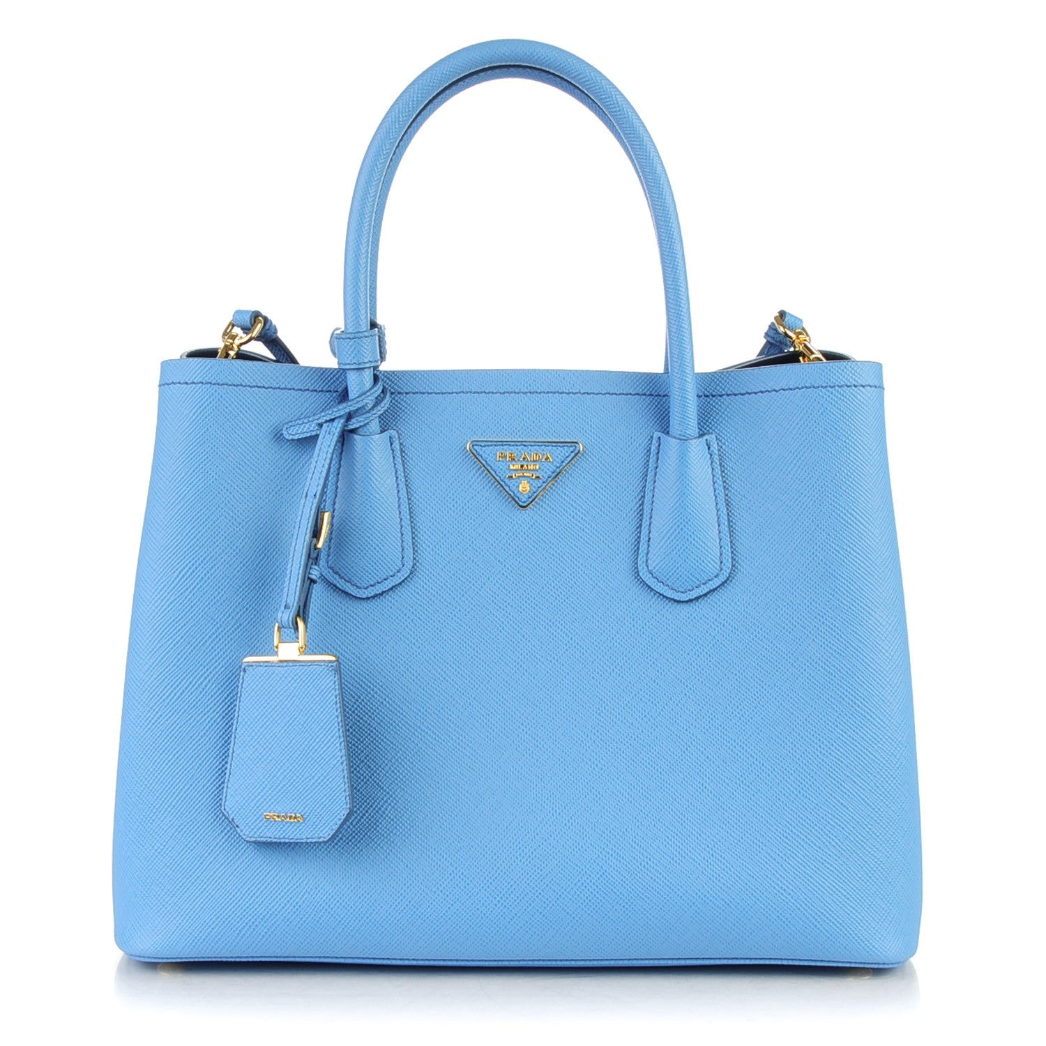 Prada Saffiano Cuir Medium Double Bag Mare Bluette 1 of 7