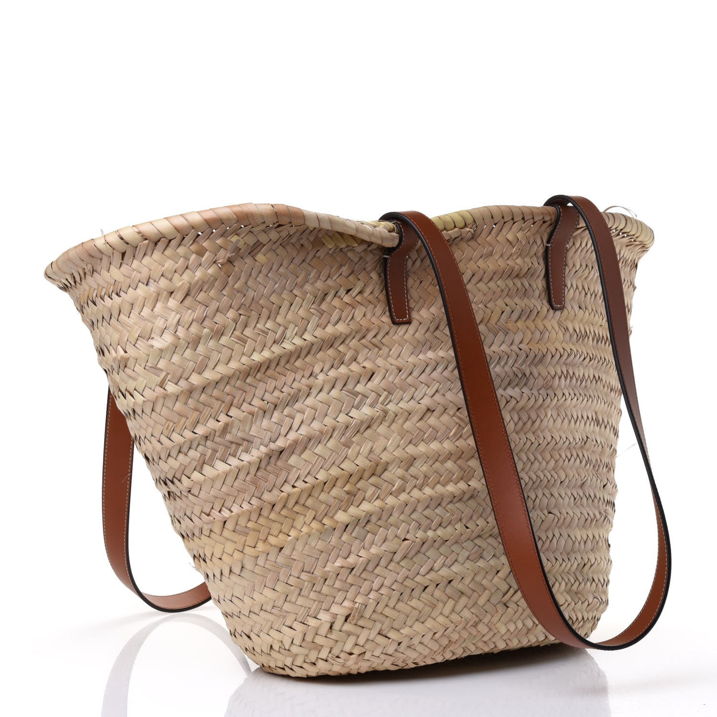 Raffia Calfskin Triomphe Medium Panier Tan