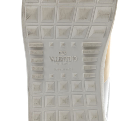 Valentino Garavani Calfskin Rockstud Open Sneakers 39.5 White Pewter 6 of 9