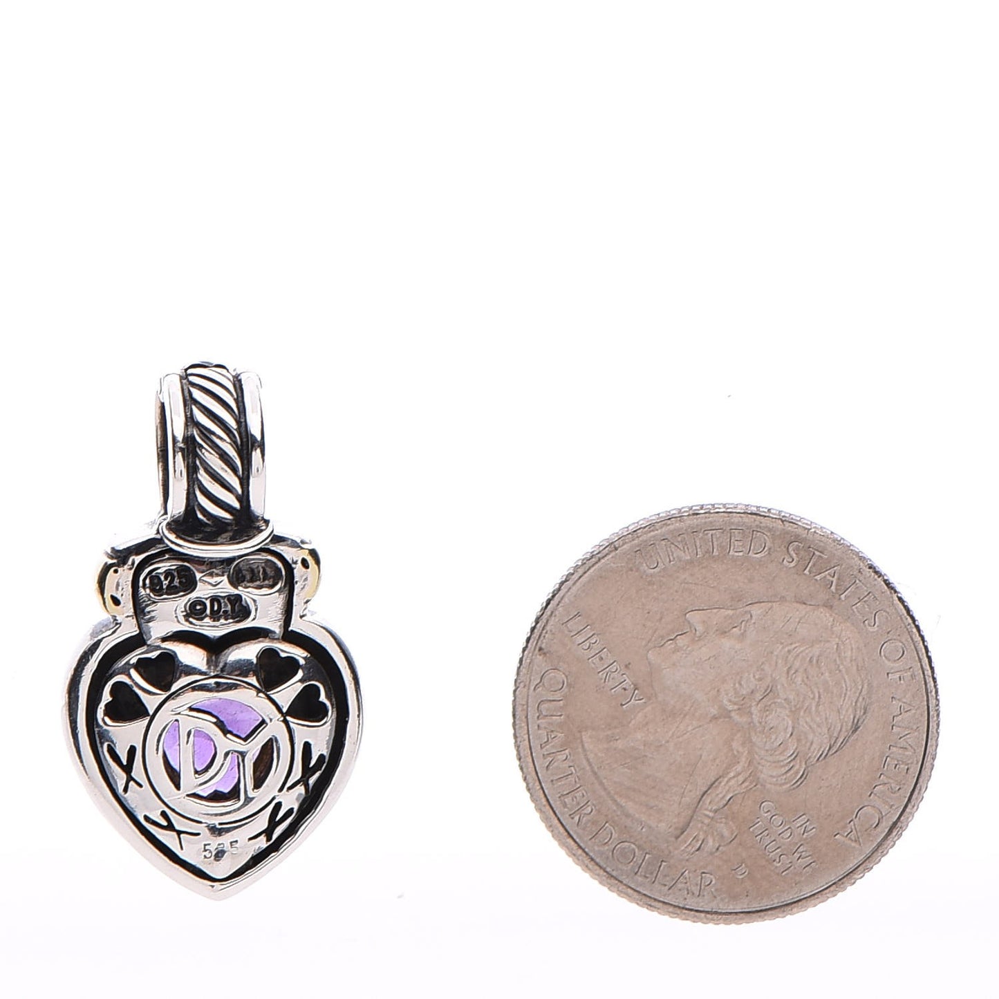 Sterling Silver 14K Gold Amethyst Heart Enhancer Pendant