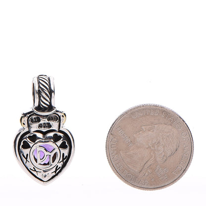 David Yurman Sterling Silver 14K Gold Amethyst Heart Enhancer Pendant 2 of 4