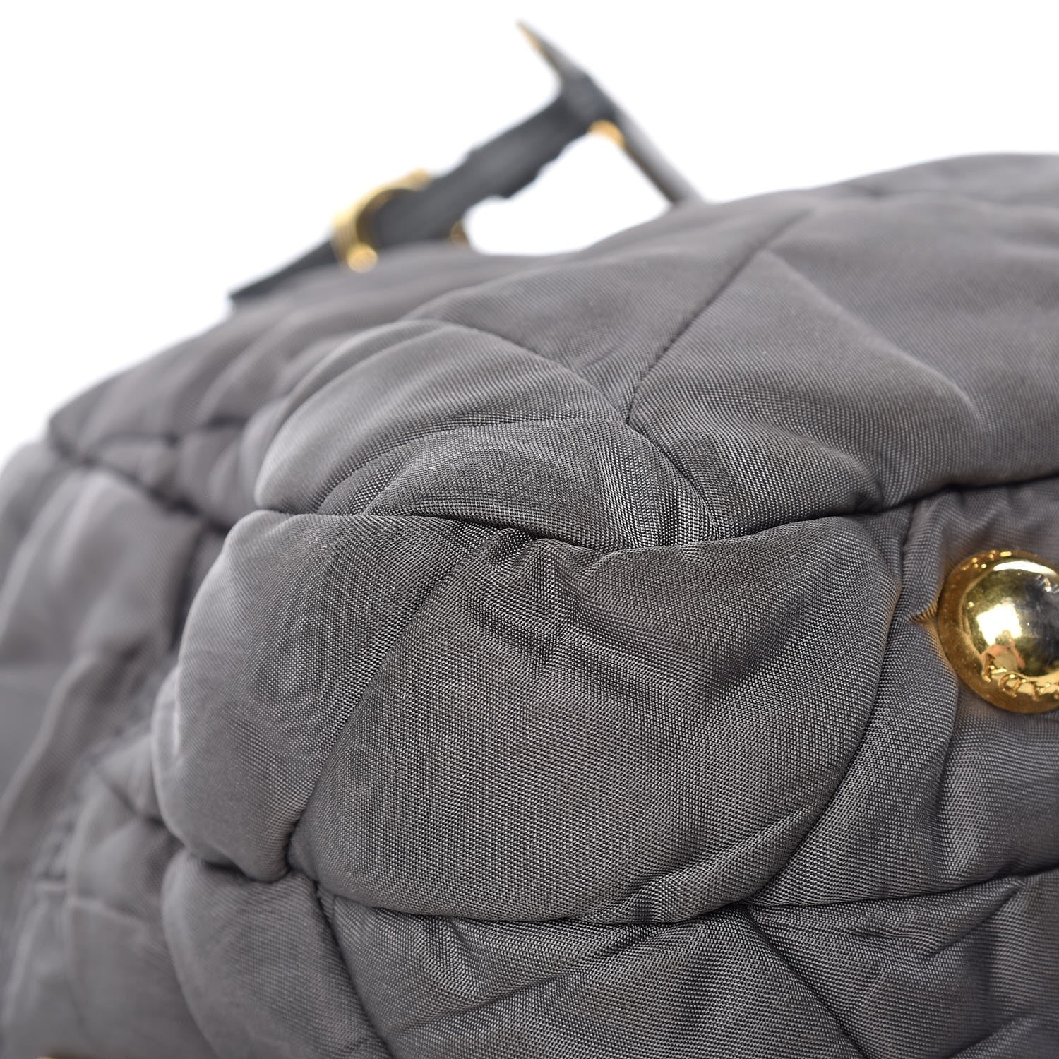 Prada Tessuto Nylon Chevron Quilted Dome Satchel Grey 9 of 13