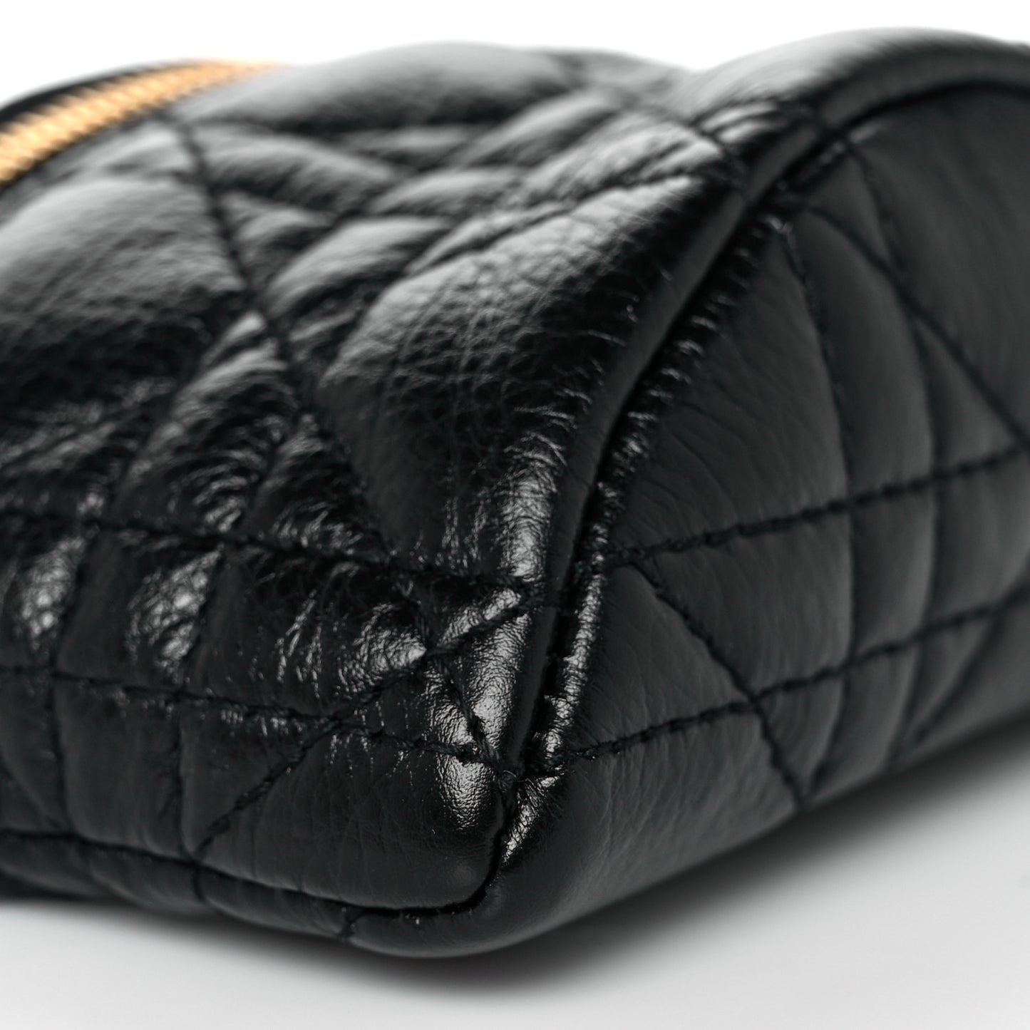Supple Calfskin Cannage Caro Half-Moon Coin Purse Black