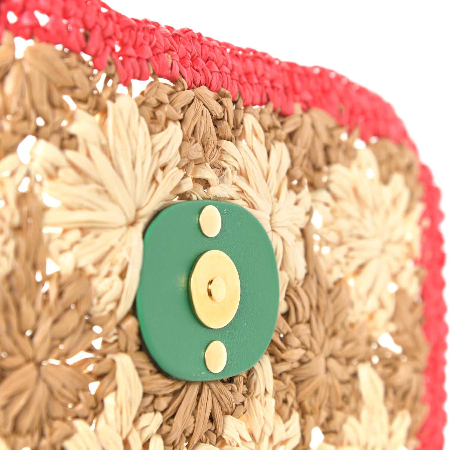 Gucci Raffia Azalea Calfskin Crochet Flower Small GG Marmont Shoulder Bag Natural Ecru Green Red New Shamarock 11 of 12