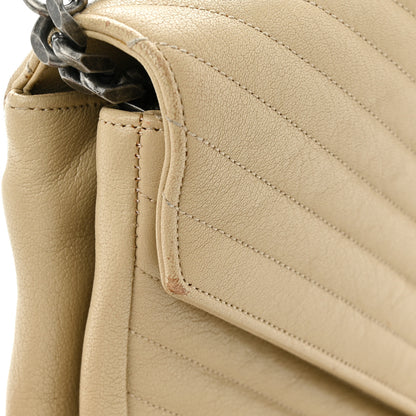 Saint Laurent Sheepskin Matelasse Chevron Monogram Large College Satchel Beige 13 of 18