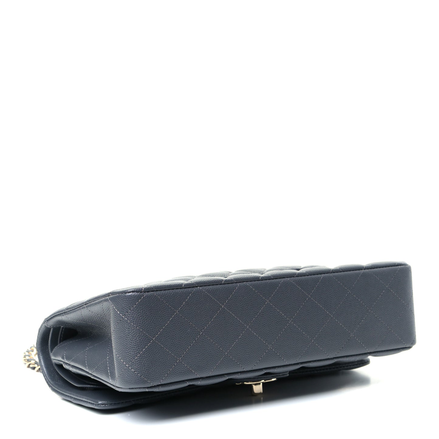 Caviar Quilted Medium Double Flap Dark Grey
