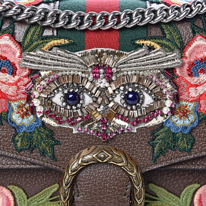 Gucci Calfskin Web Owl Embroidered Medium Dionysus Shoulder Bag New Acero Multicolor 10 of 10
