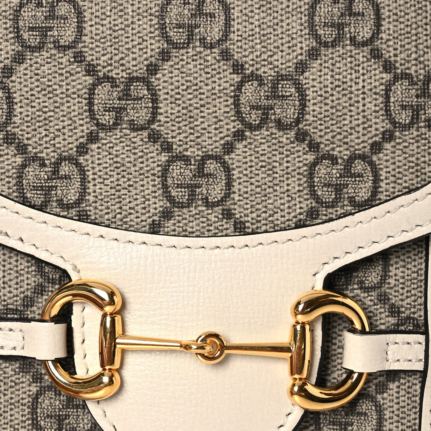 GG Supreme Monogram Azalea Calfskin Mini Horsebit 1955 Crossbody Bag Beige Ebony Mystic White