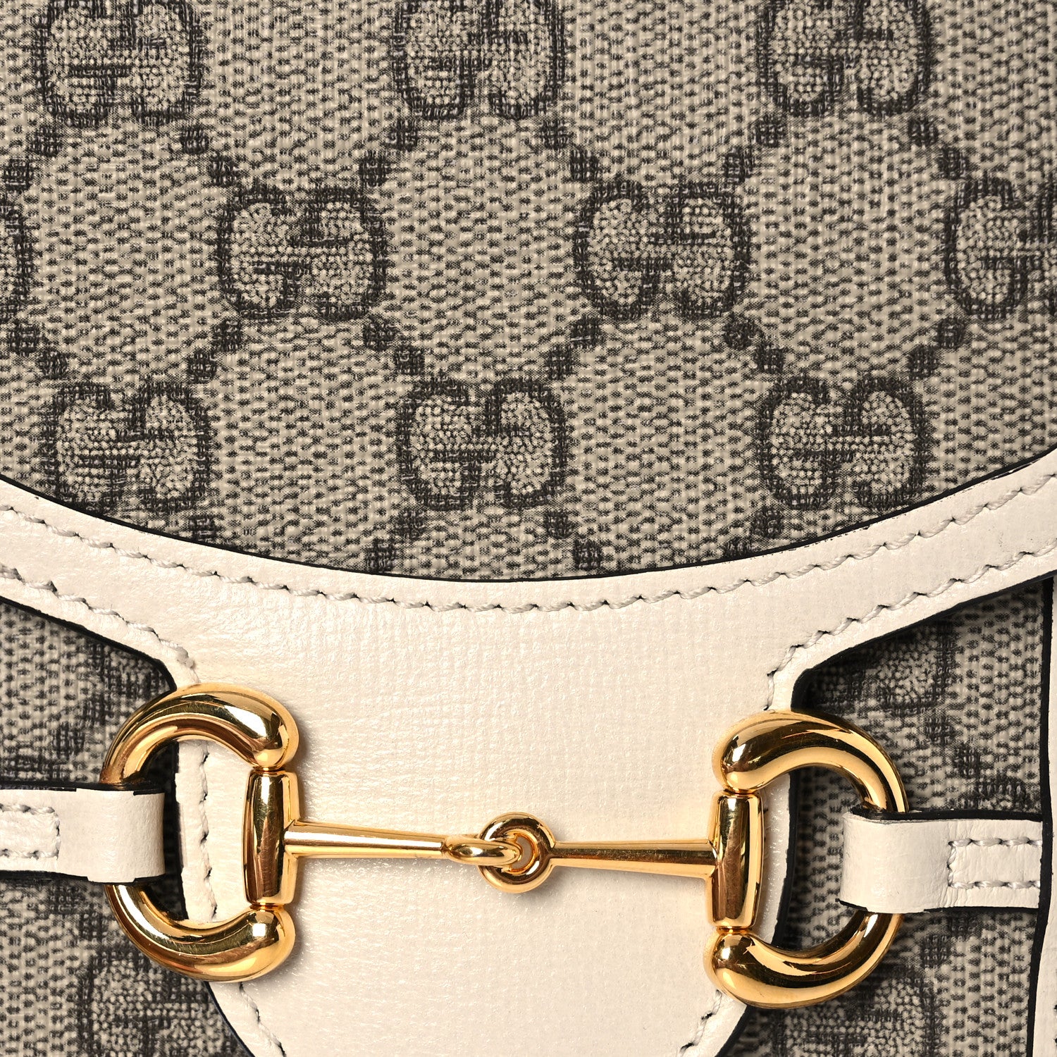 Gucci GG Supreme Monogram Azalea Calfskin Mini Horsebit 1955 Crossbody Bag Beige Ebony Mystic White 8 of 15