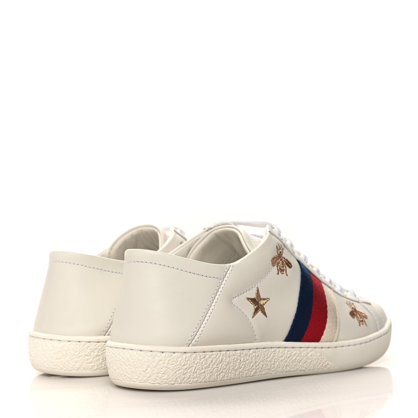 Calfskin Bee Star Embroidered Sylvie Web Ace Sneakers 35.5 White