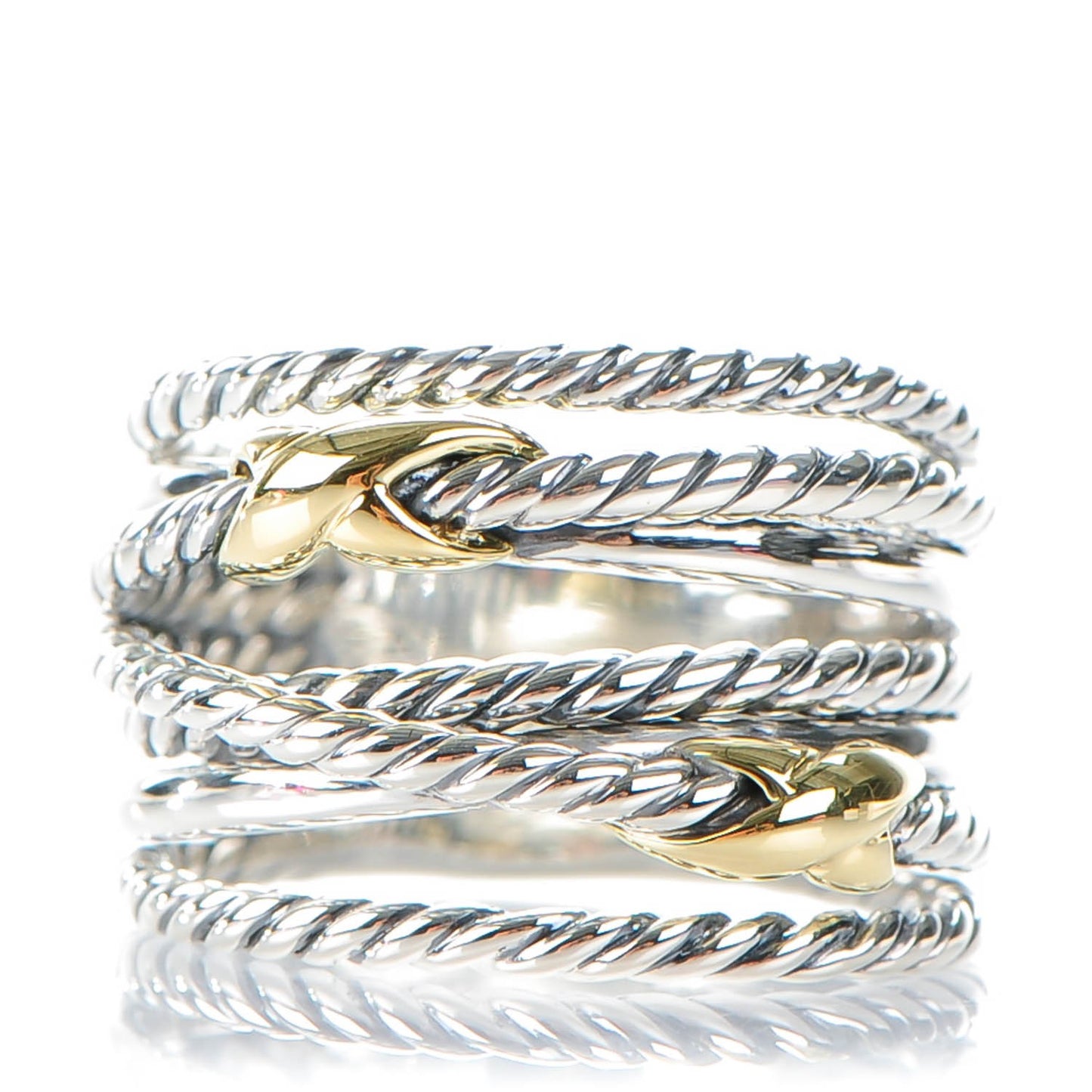 Sterling Silver 18K Yellow Gold Double X Crossover Ring 52 6